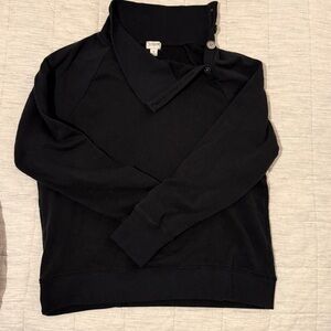 JCrew Factory black mock neck button sweatshirt size Small